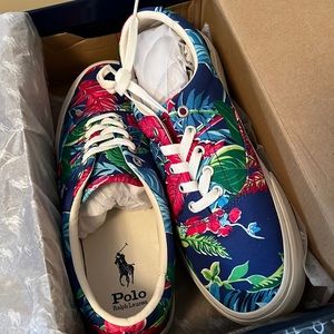 BNWT: Polo Ralph Lauren Keaton Pony Printed Canvas Floral Sneakers